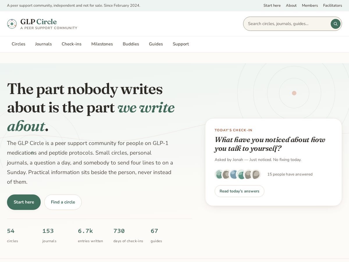 Landing-page snapshot of theglpcircle.net