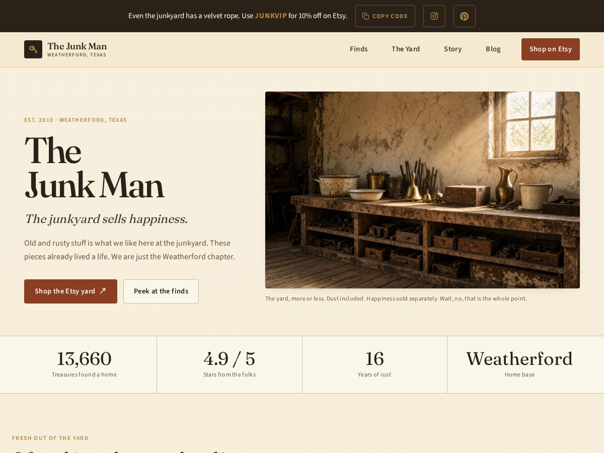 Landing-page snapshot of thejunkmantexas.com