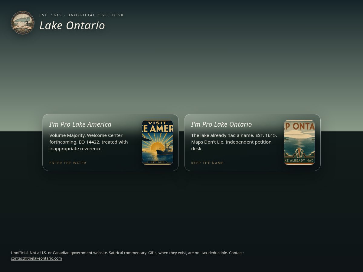 Landing-page snapshot of thelakeontario.com