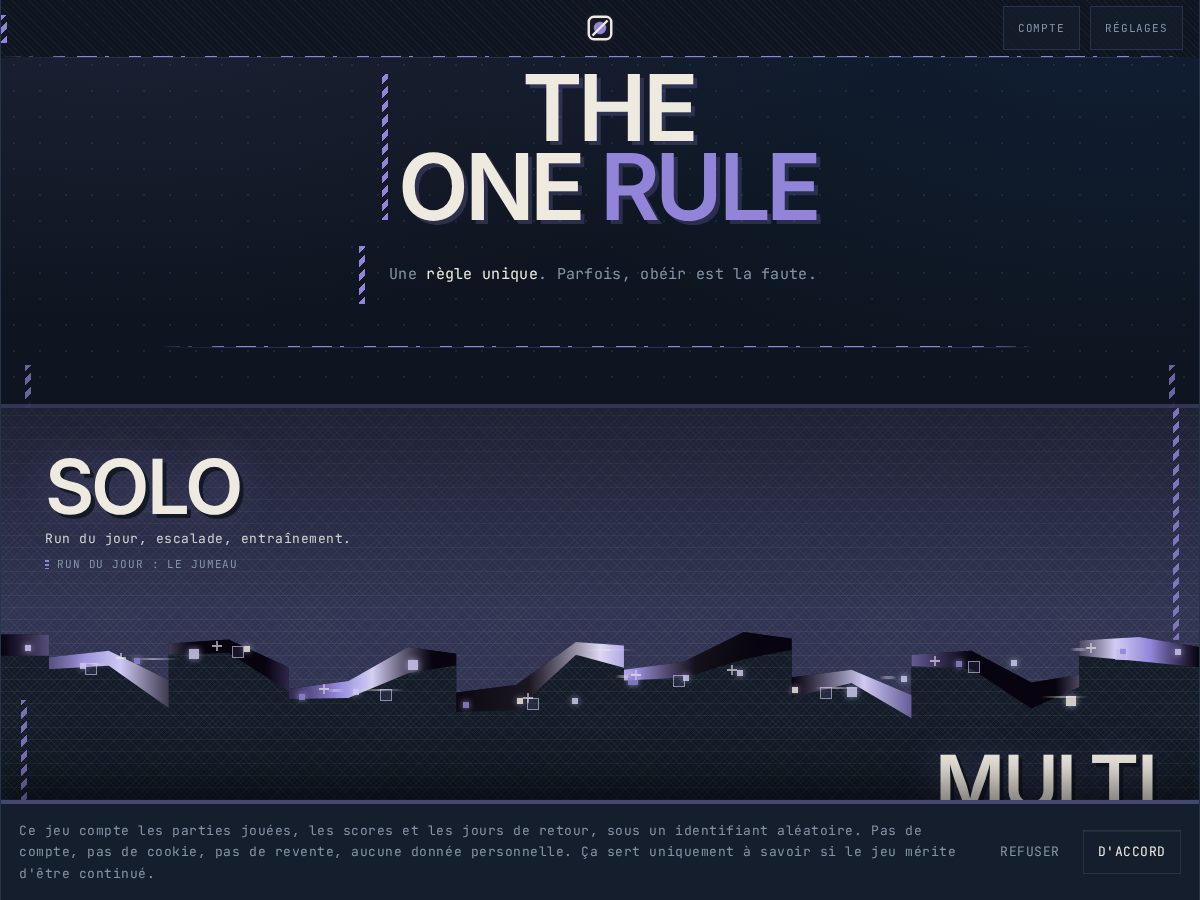 Landing-page snapshot of theonerule.party