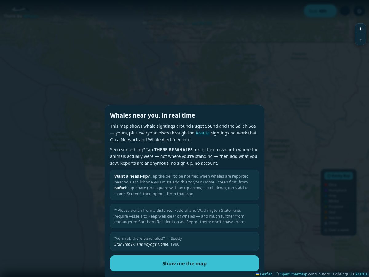 Landing-page snapshot of therebewhales.com