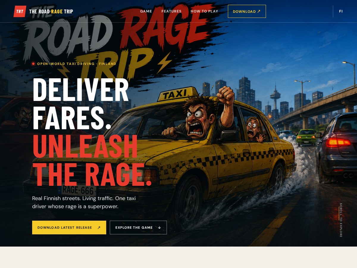 Landing-page snapshot of theroadragetrip.com