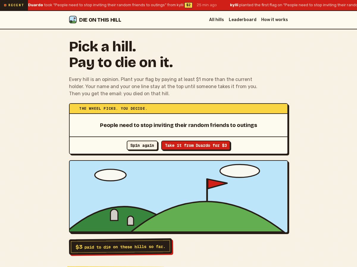 Landing-page snapshot of thishill.lol