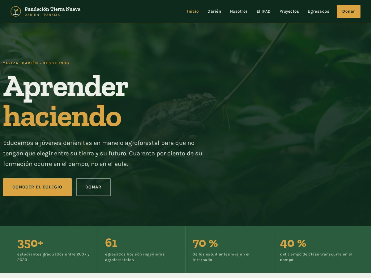 Landing-page snapshot of tierranuevapanama.org