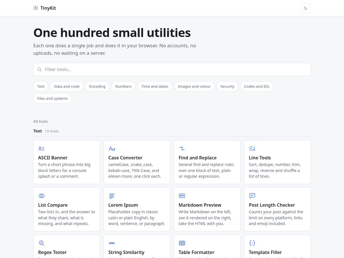 Landing-page snapshot of tinykit.net