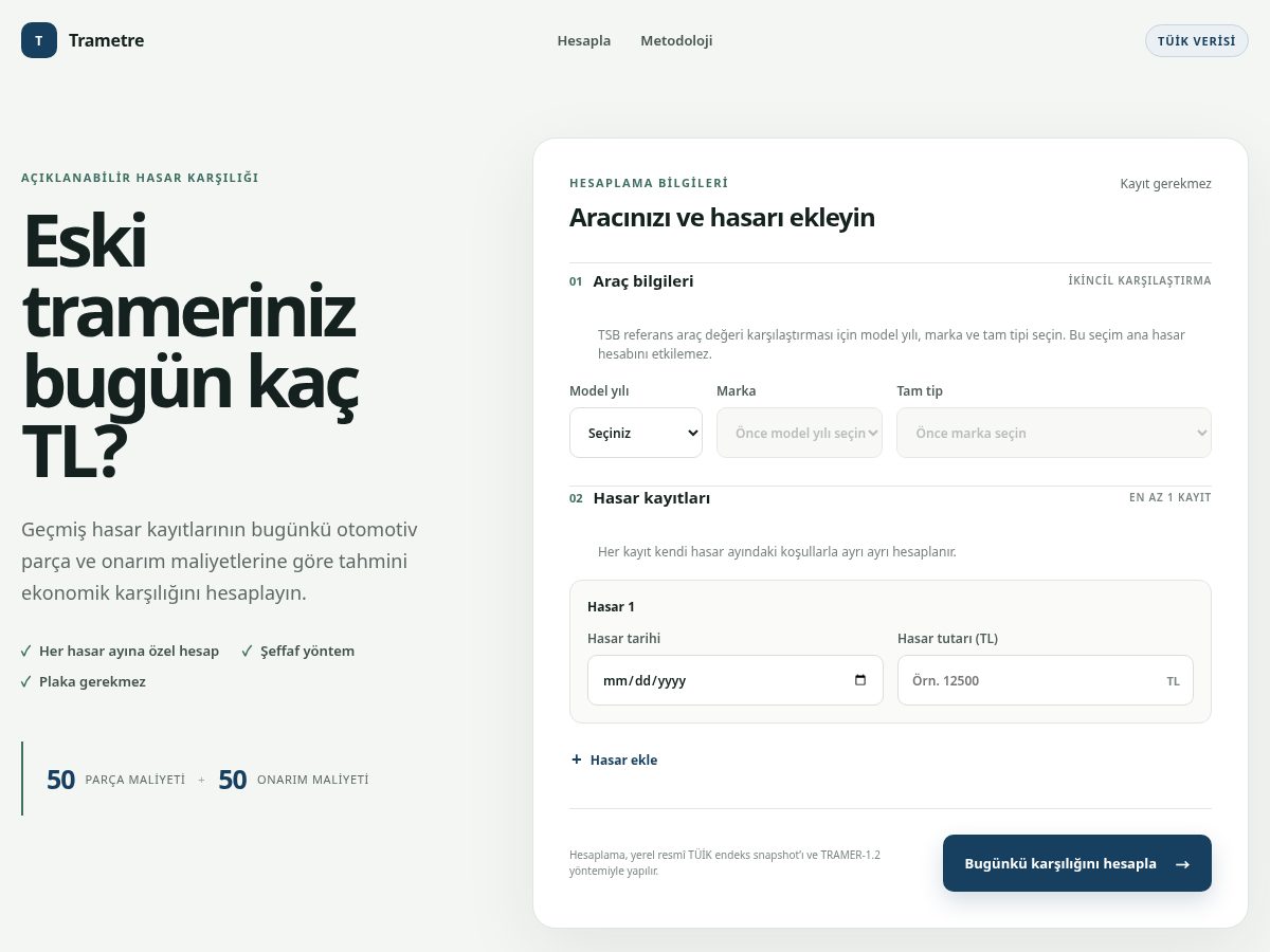 Landing-page snapshot of trametre.com