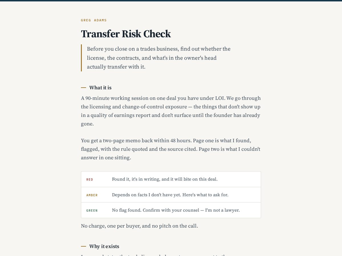 Landing-page snapshot of transferriskcheck.com
