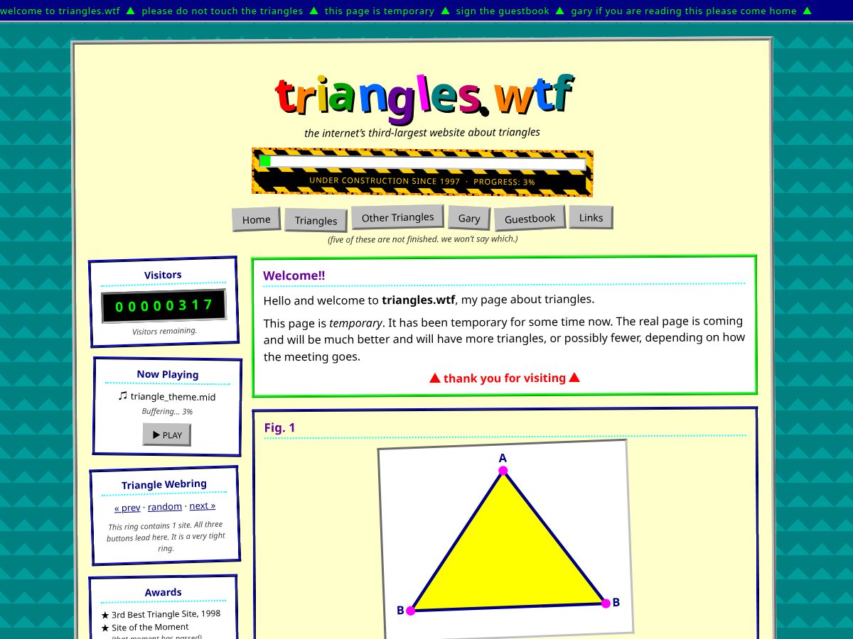 Landing-page snapshot of triangles.wtf