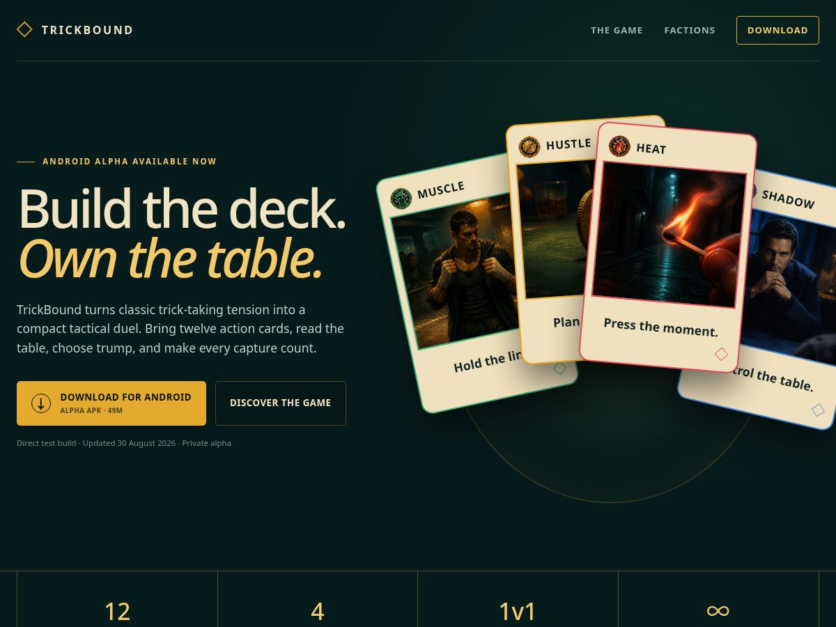 Landing-page snapshot of trickboundgame.com