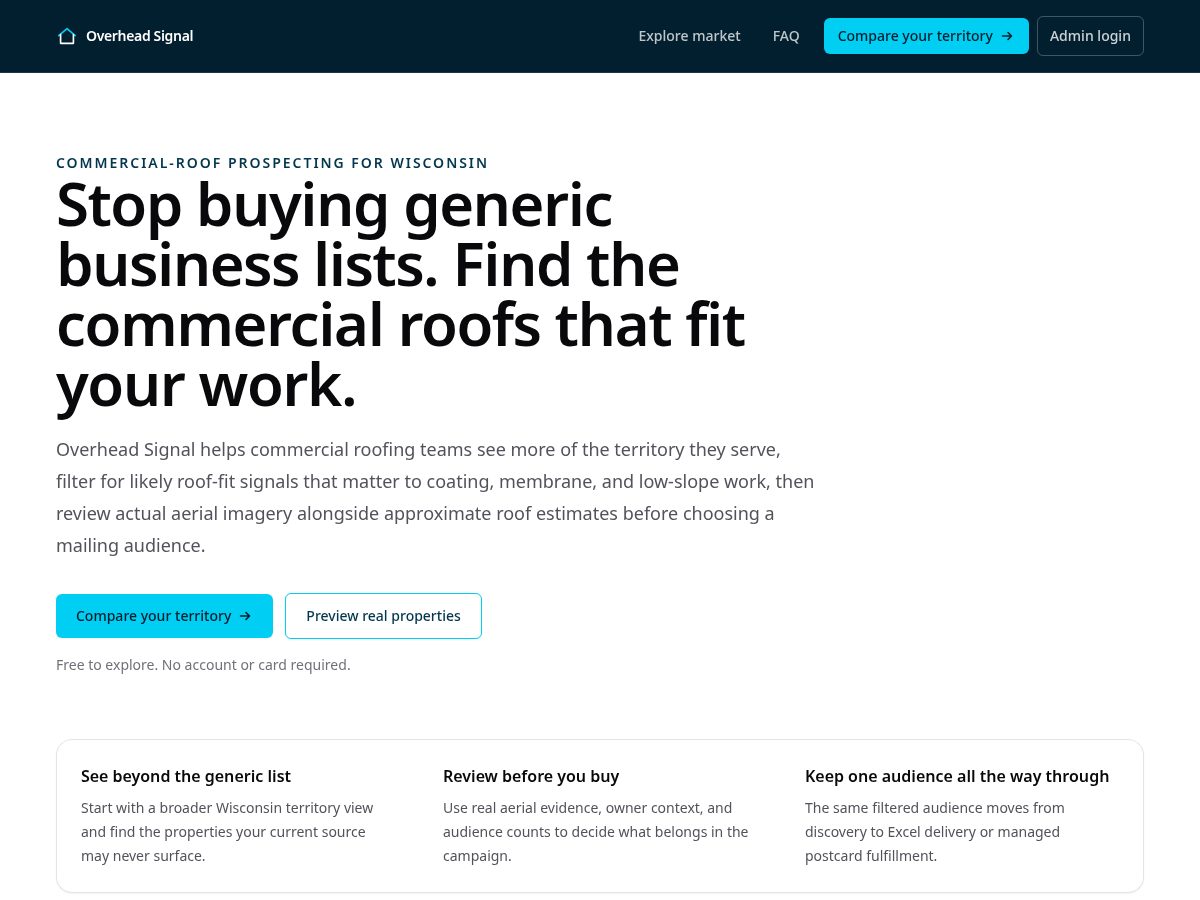 Landing-page snapshot of tryoverheadsignal.com
