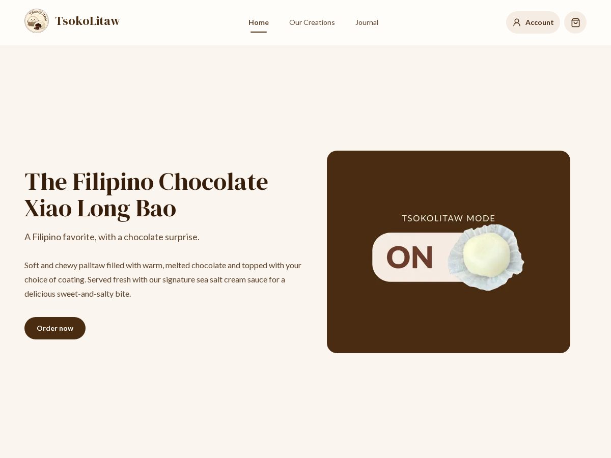 Landing-page snapshot of tsokolitaw.com