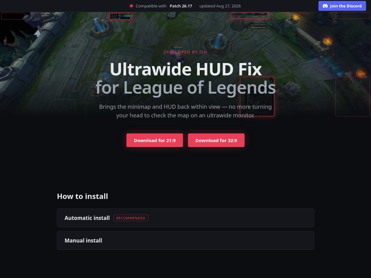 Landing-page snapshot of ultrawidehud.lol