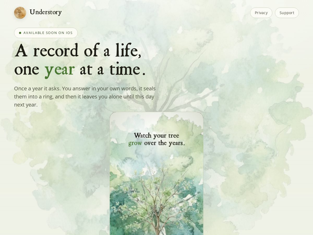 Landing-page snapshot of understorytree.com
