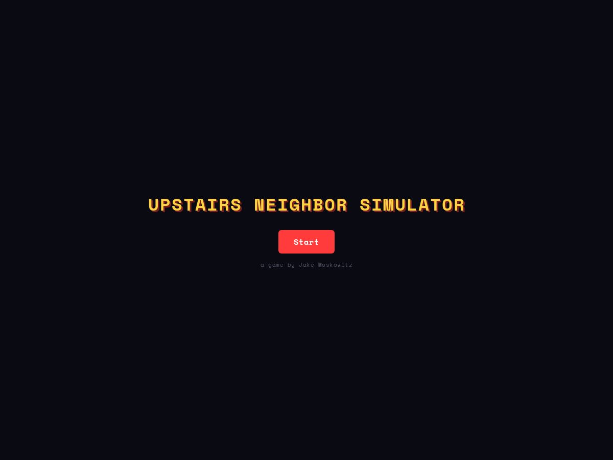 Landing-page snapshot of upstairsneighborsimulator.com