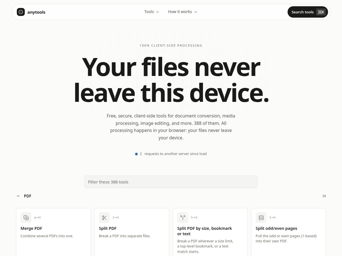 Landing-page snapshot of useanytools.com
