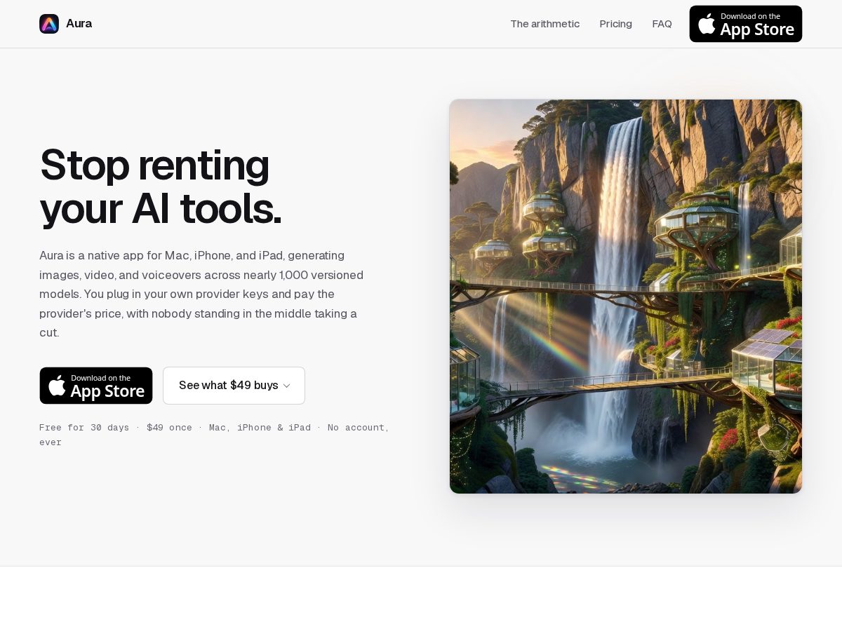 Landing-page snapshot of useaura.app