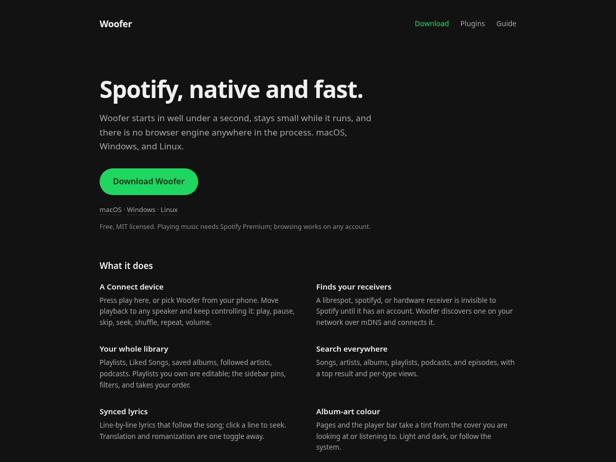 Landing-page snapshot of usewoofer.com