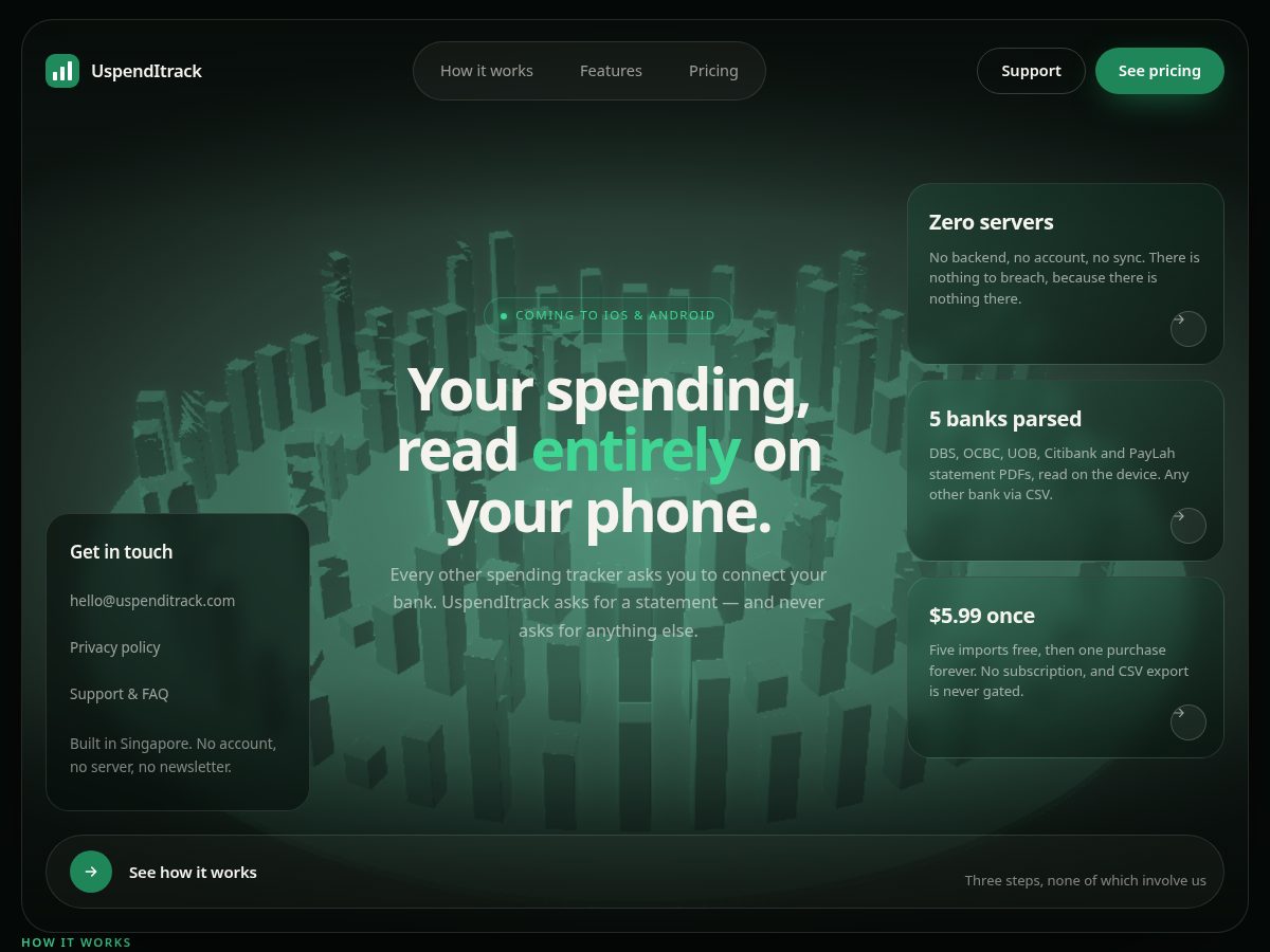Landing-page snapshot of uspenditrack.com