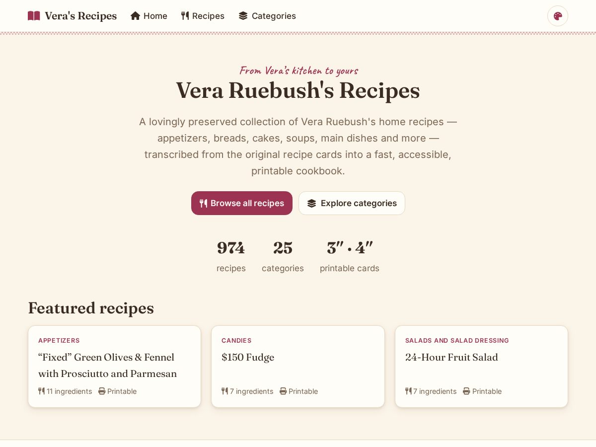 Landing-page snapshot of veraskitchen.casa