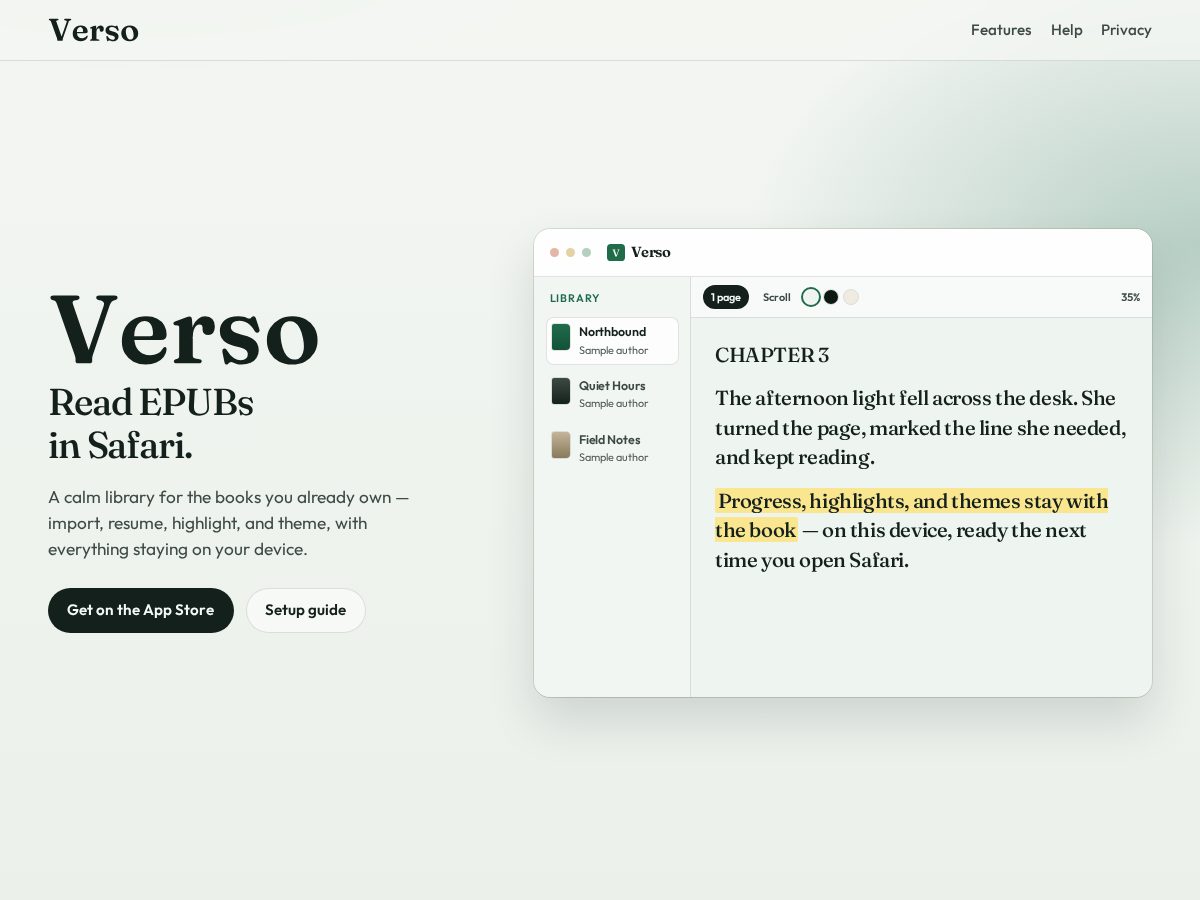 Landing-page snapshot of verso.lol