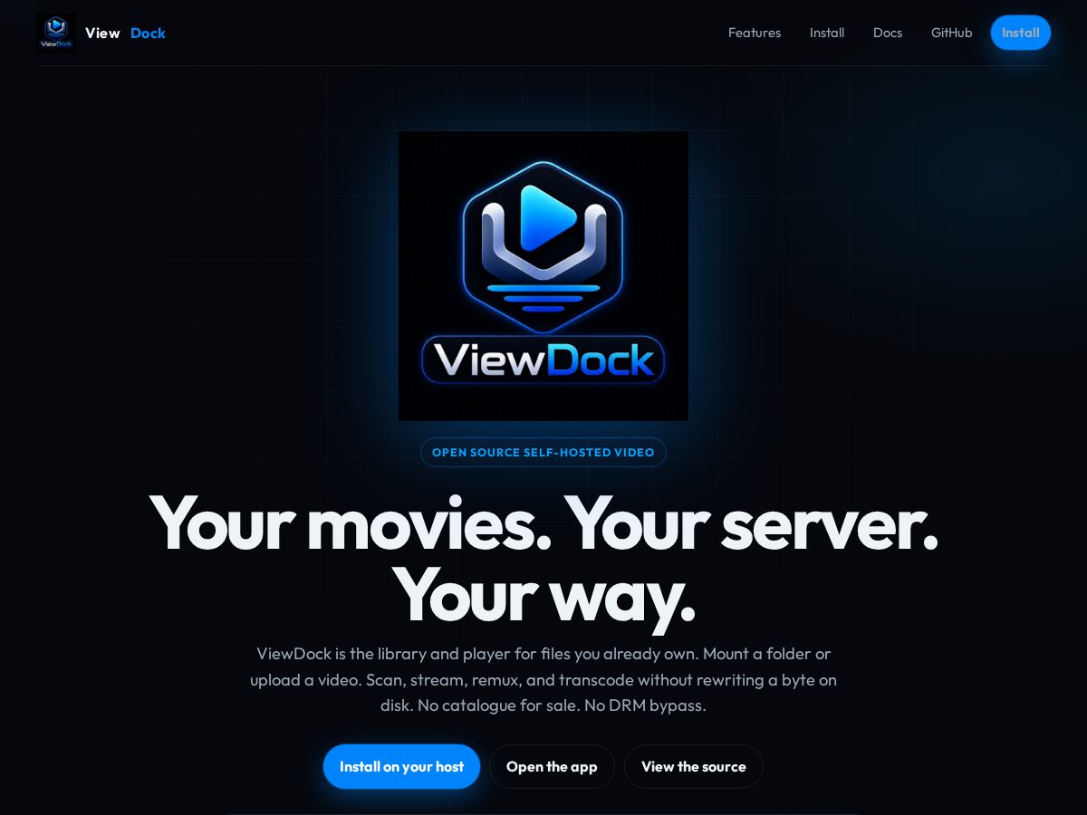 Landing-page snapshot of viewdock.dev