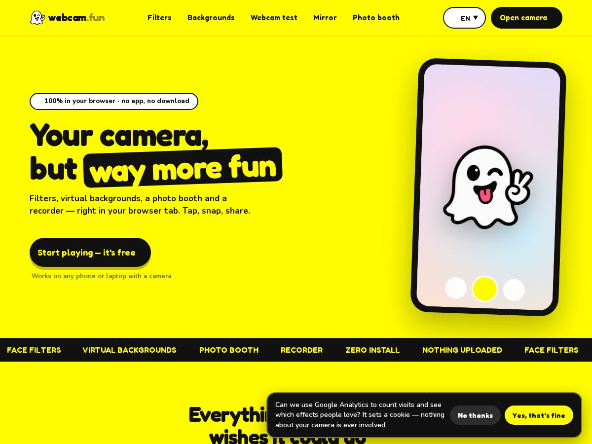 Landing-page snapshot of webcam.fun