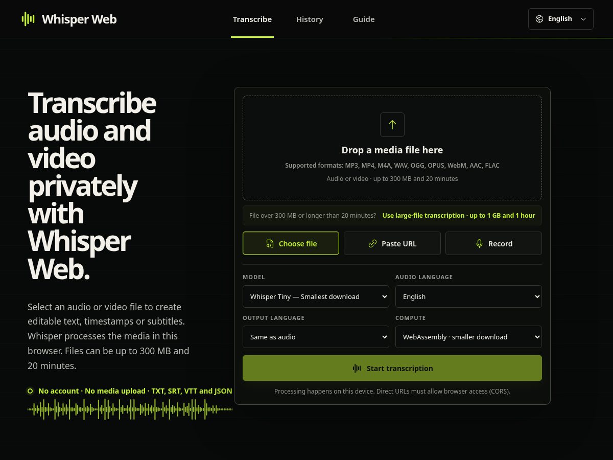 Landing-page snapshot of whisperwebfree.com