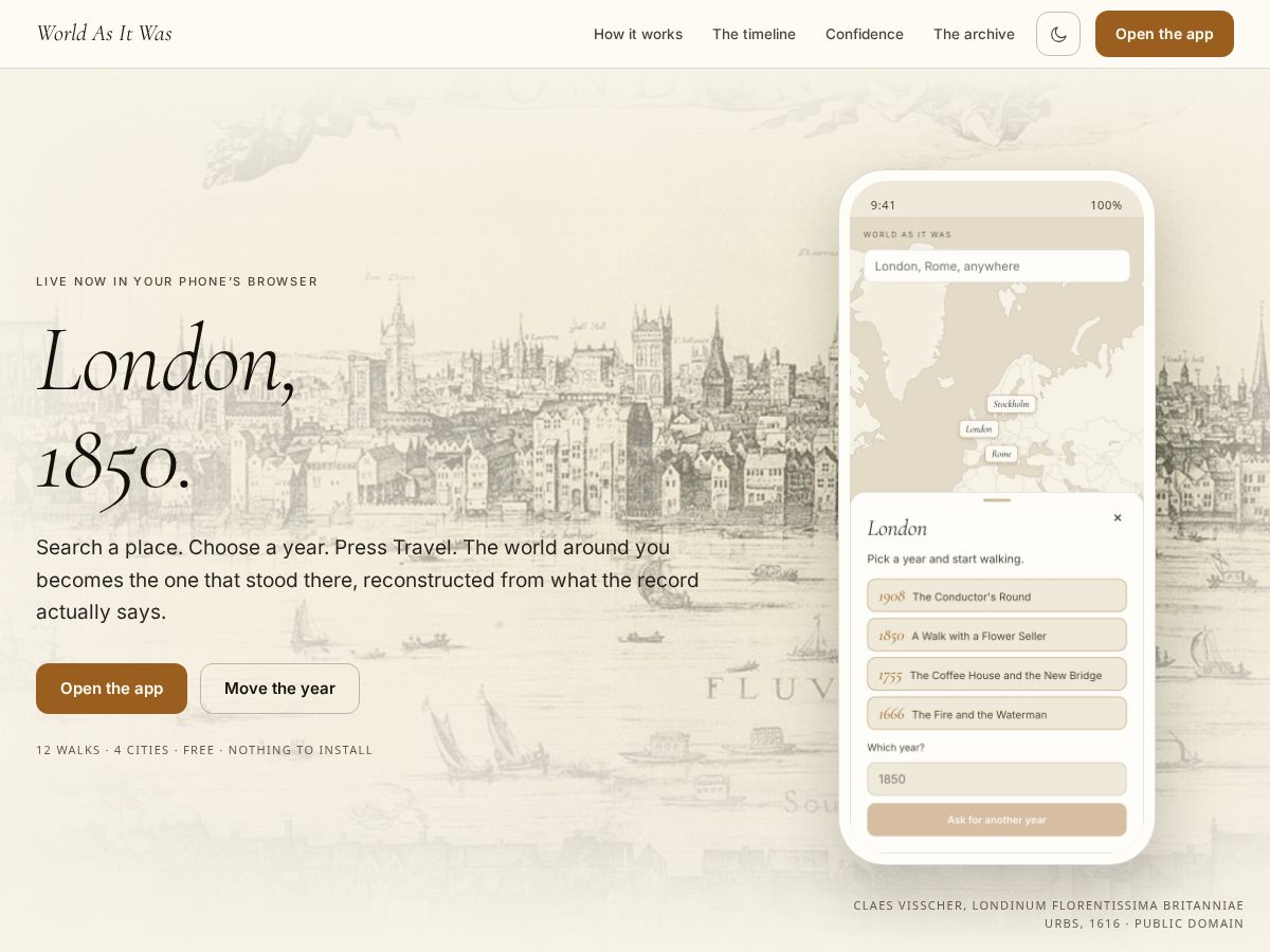 Landing-page snapshot of worldasitwas.com