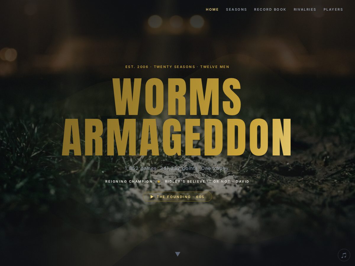 Landing-page snapshot of wormsarmageddonleague.com