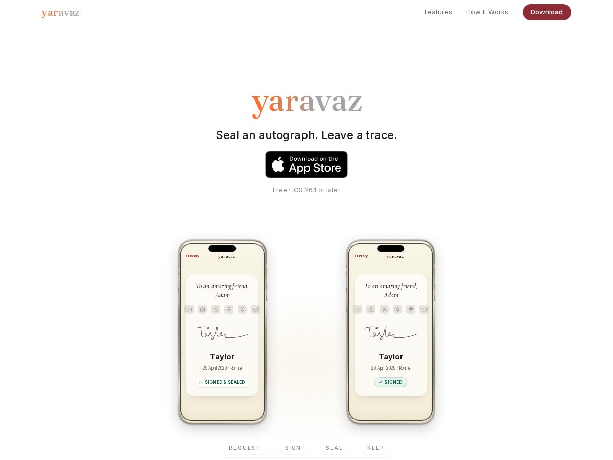 Landing-page snapshot of yaravaz.com