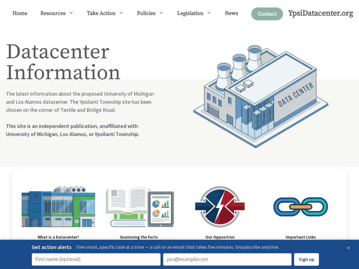 Landing-page snapshot of ypsidatacenter.com