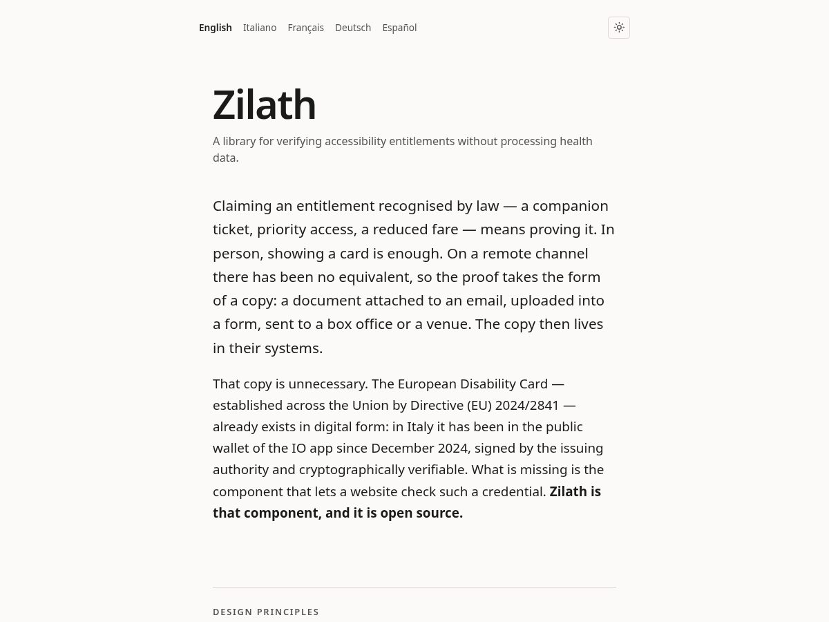 Landing-page snapshot of zilath.dev