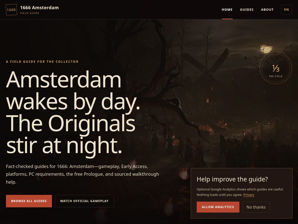 Landing-page snapshot of 1666amsterdam.space