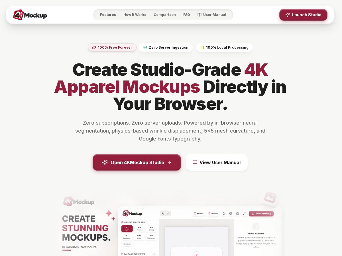 Landing-page snapshot of 4kmockup.com
