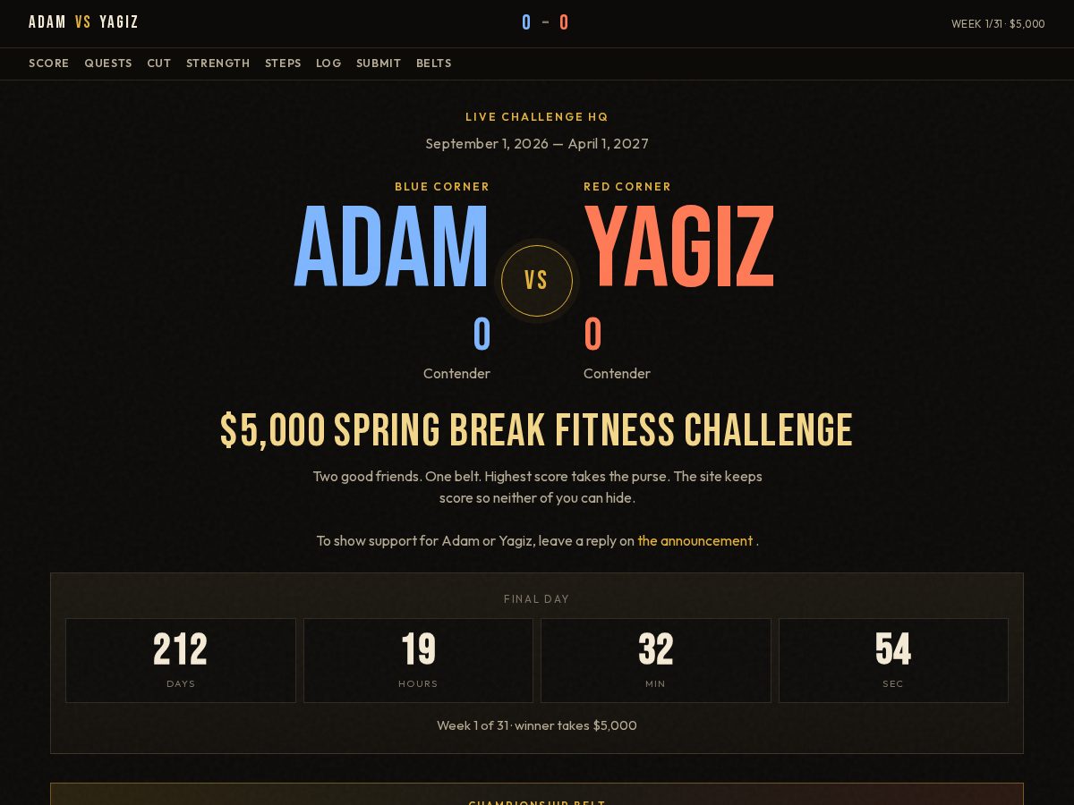 Landing-page snapshot of adamvsyagiz.com