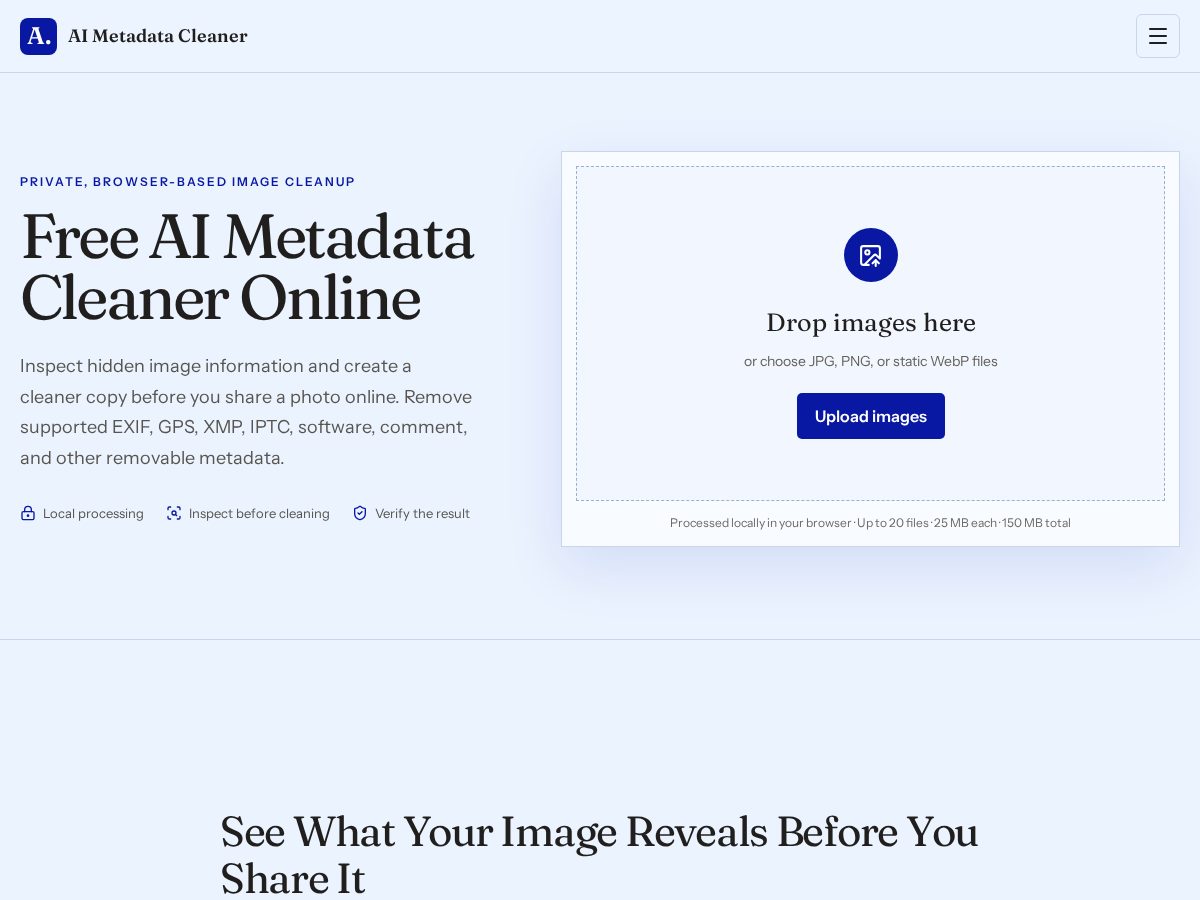 Landing-page snapshot of aimetadata.live