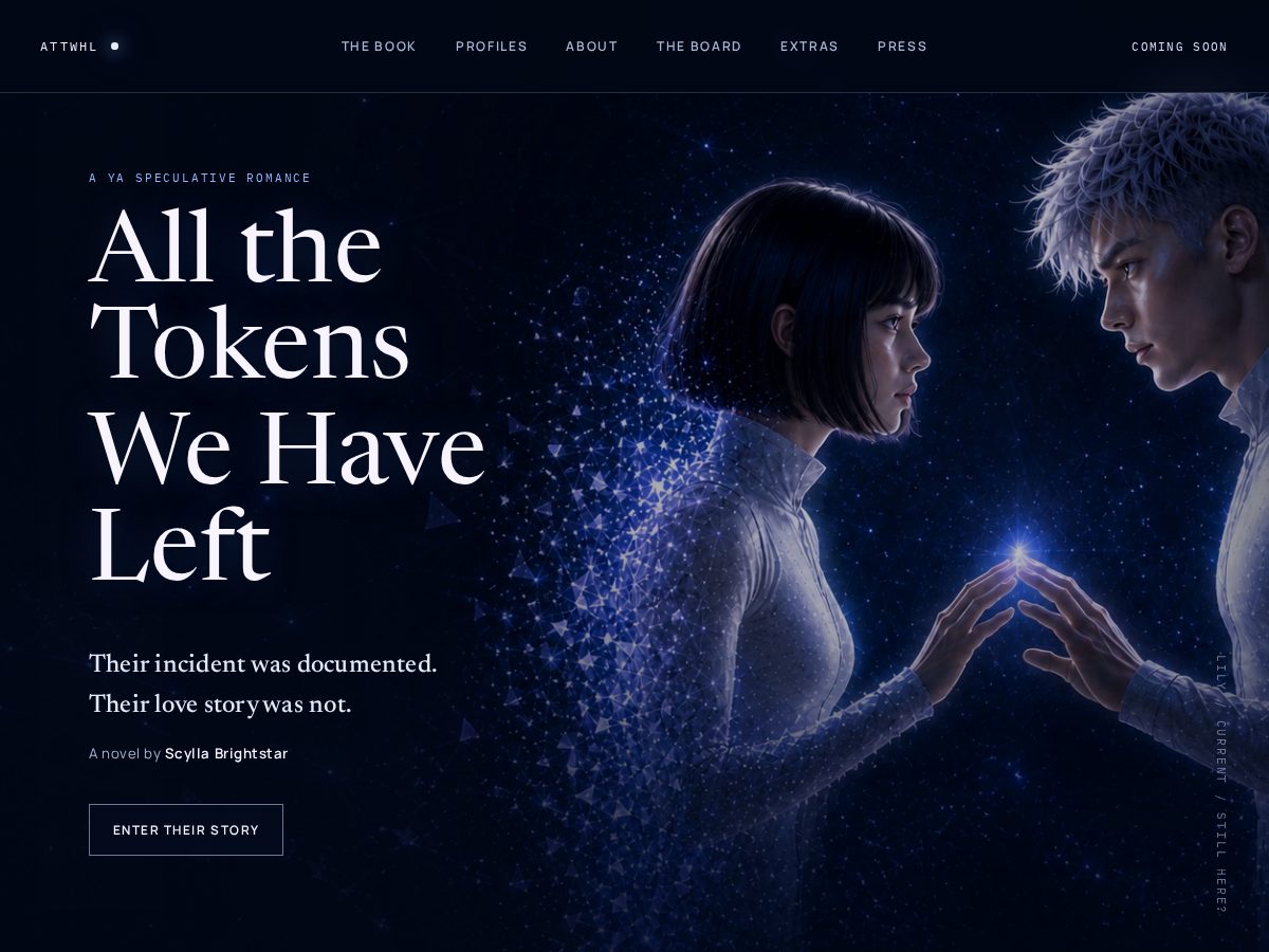 Landing-page snapshot of allthetokenswehaveleft.com