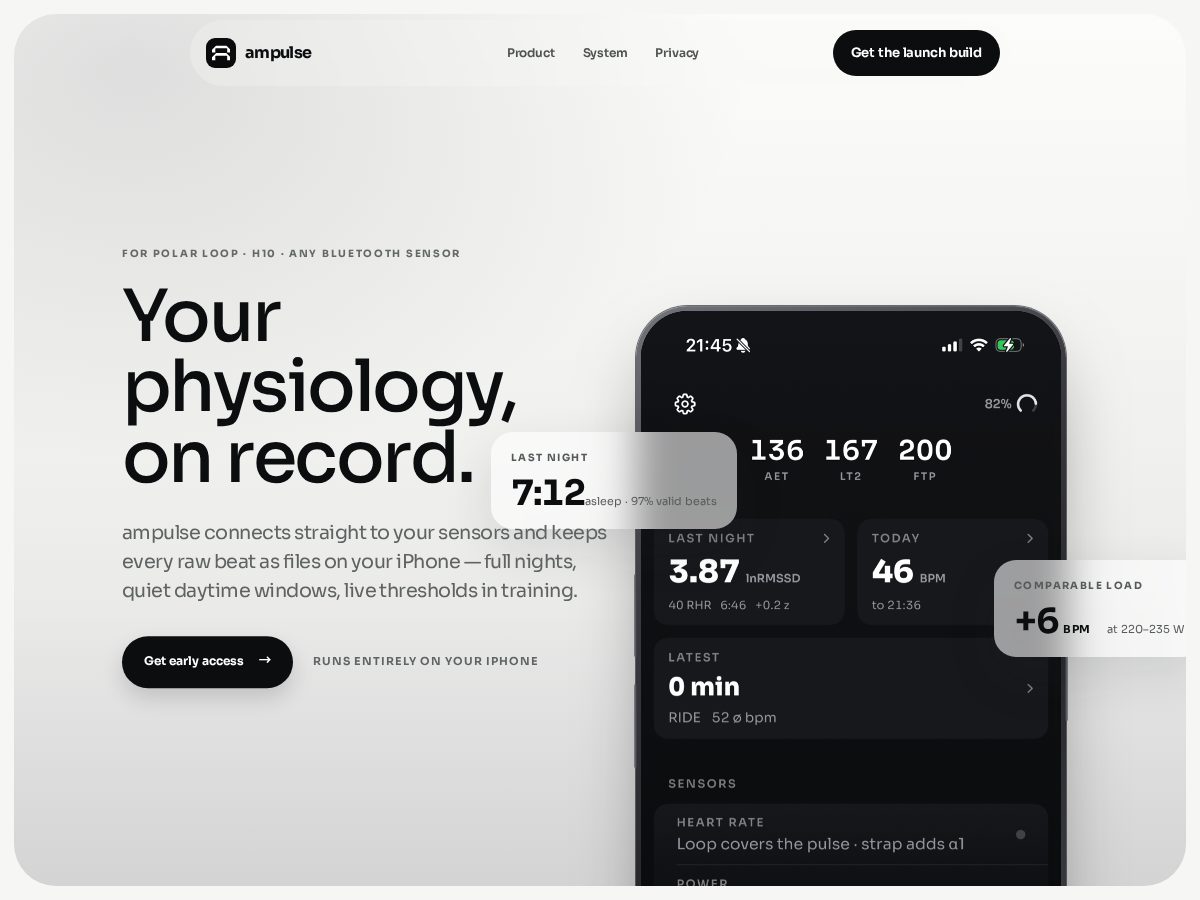 Landing-page snapshot of ampulse.fit