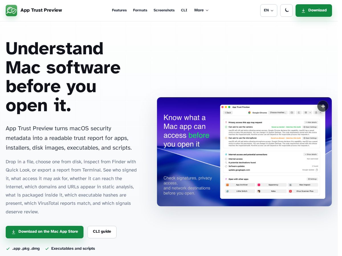 Landing-page snapshot of apptrustcheck.com