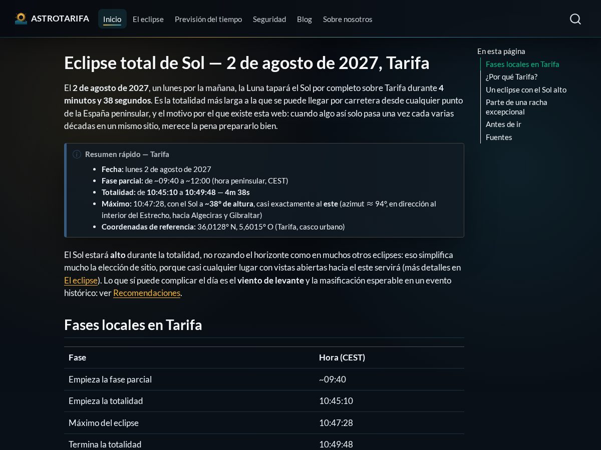 Landing-page snapshot of astrotarifa.org