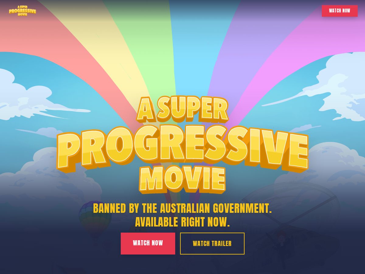 Landing-page snapshot of asuperprogressivemovie.org