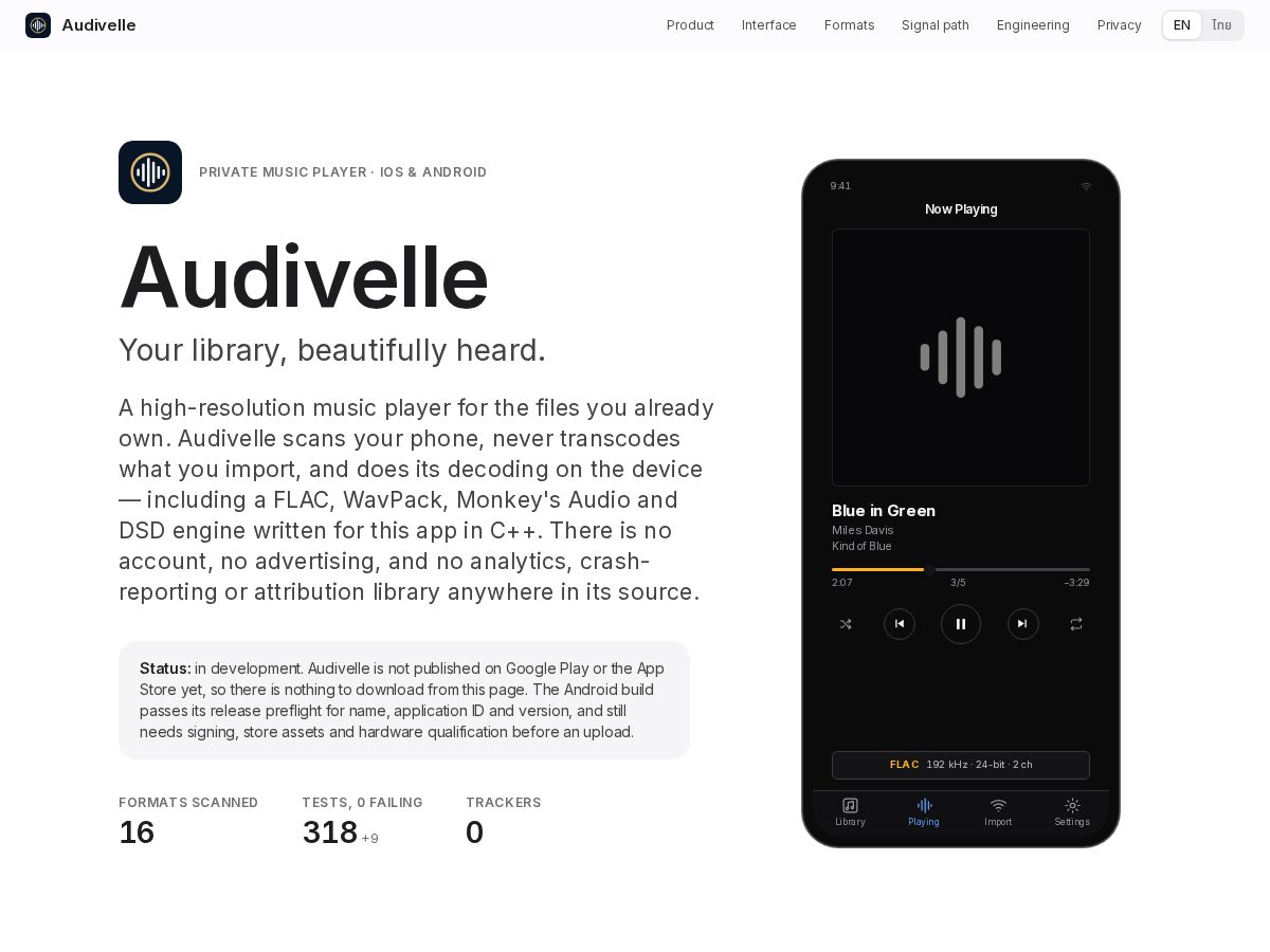 Landing-page snapshot of audivelle.com