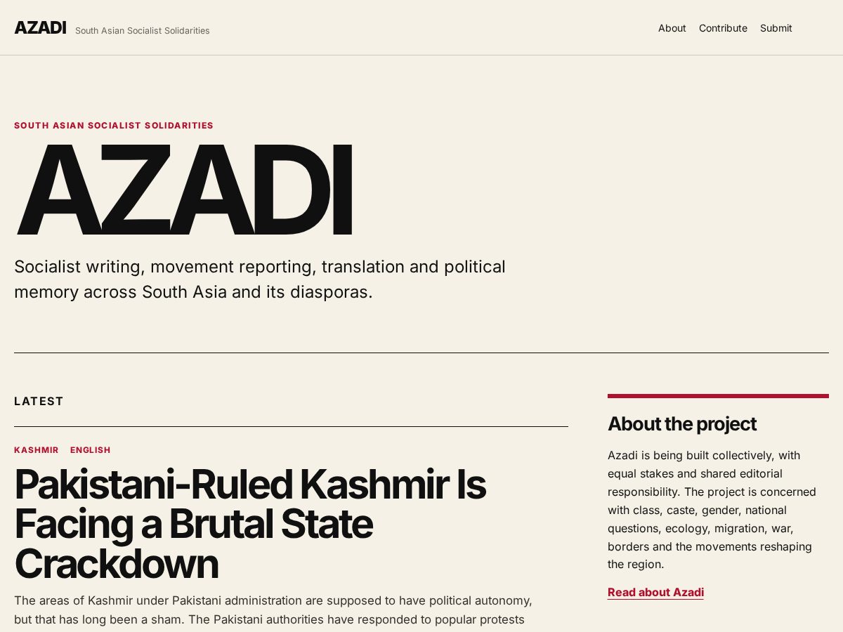 Landing-page snapshot of azadi.asia