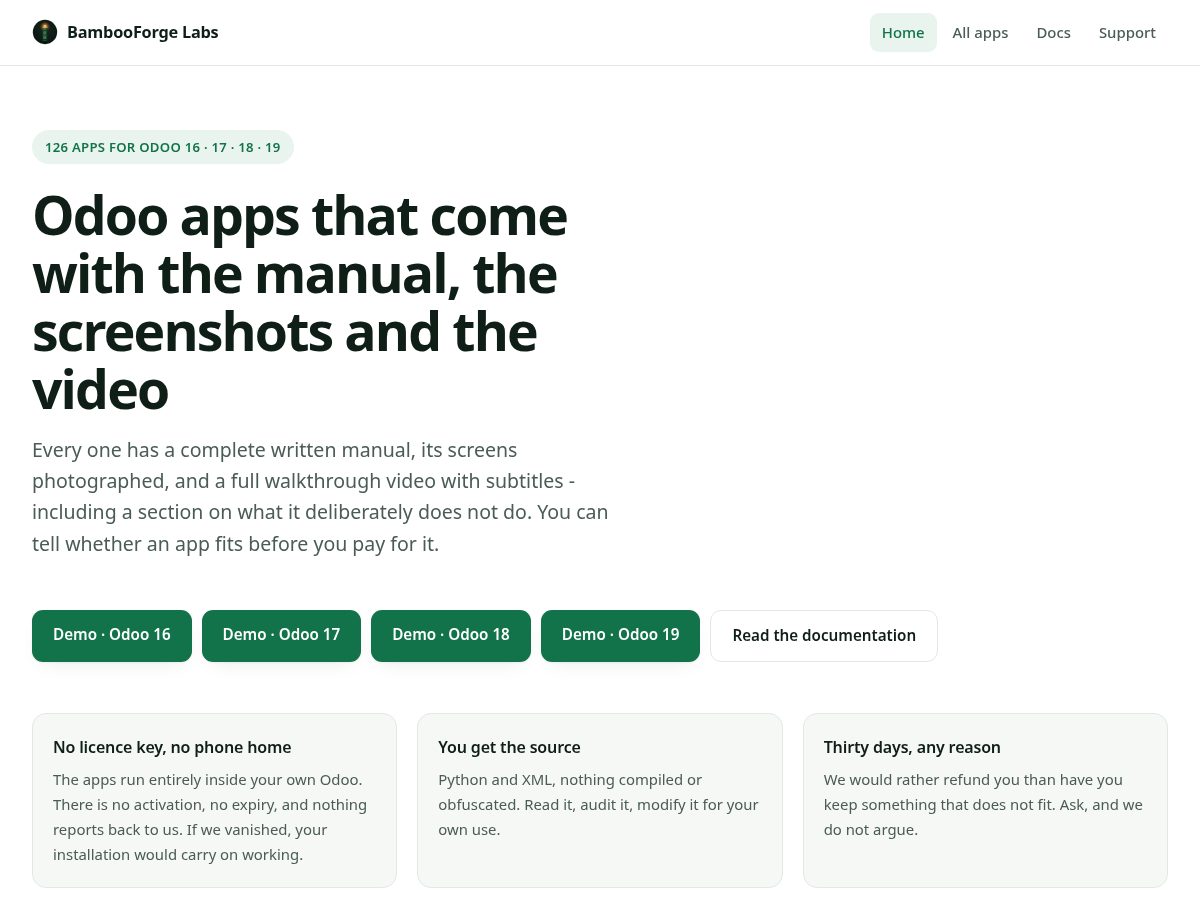 Landing-page snapshot of bambooforge.dev