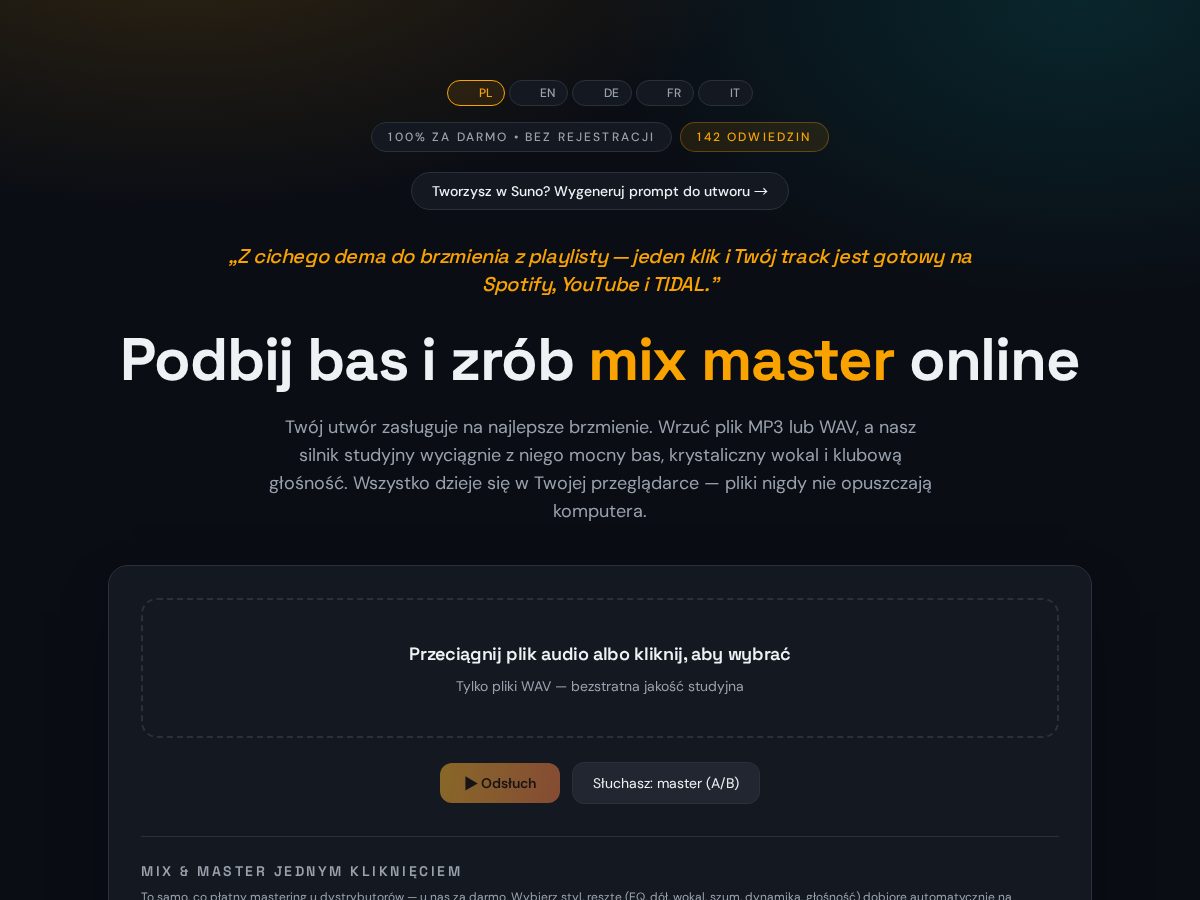 Landing-page snapshot of bassmixmaster.online