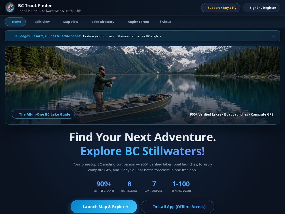 Landing-page snapshot of bctroutfinder.com
