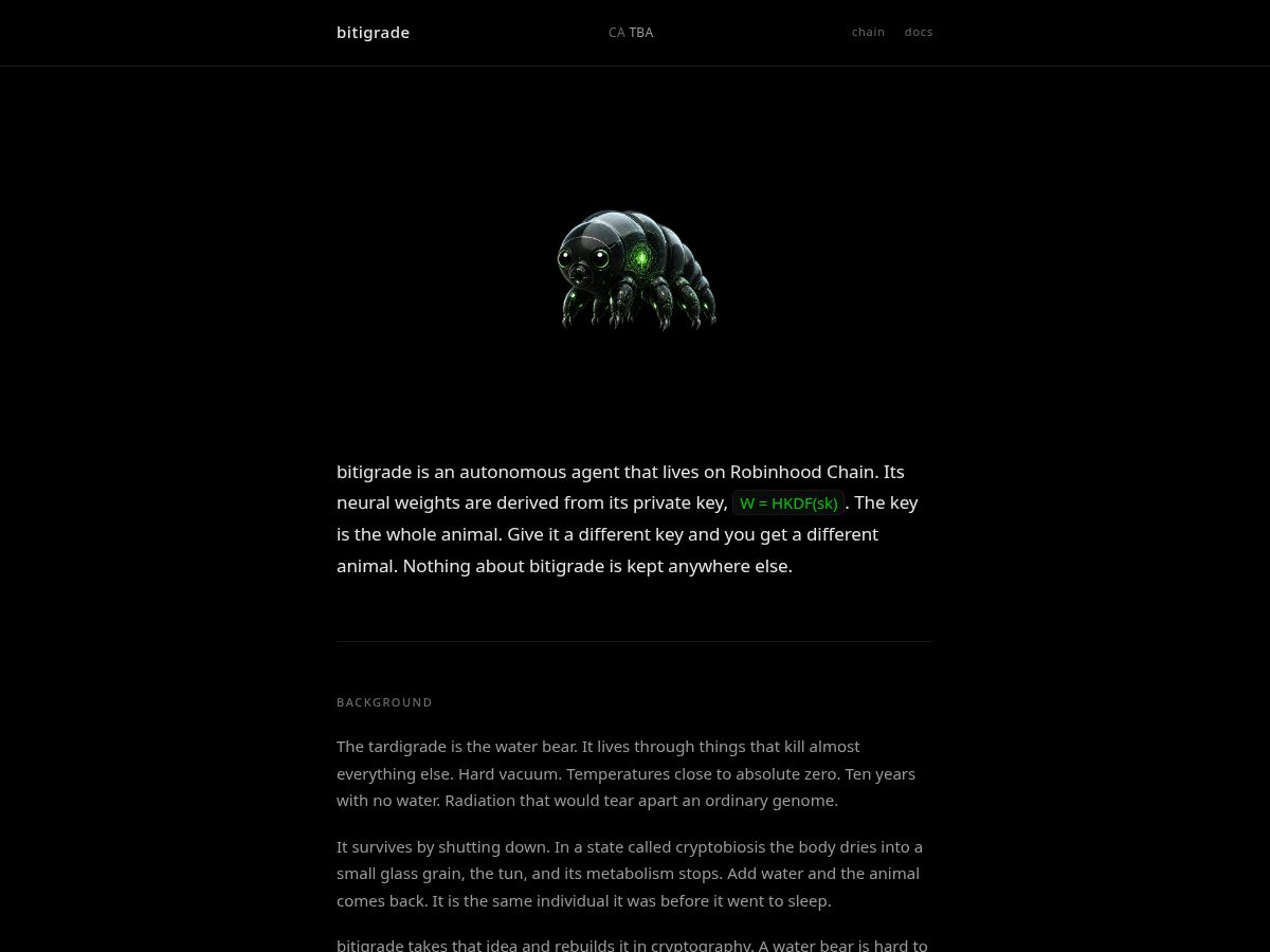 Landing-page snapshot of bitigrade.xyz