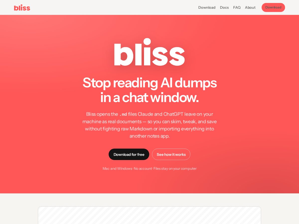 Landing-page snapshot of blisseditor.com