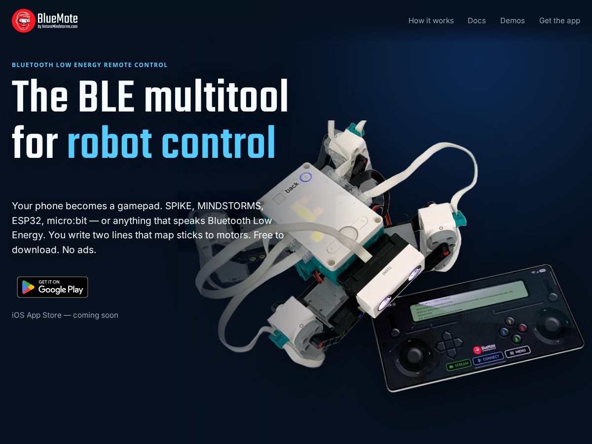 Landing-page snapshot of bluemote.app