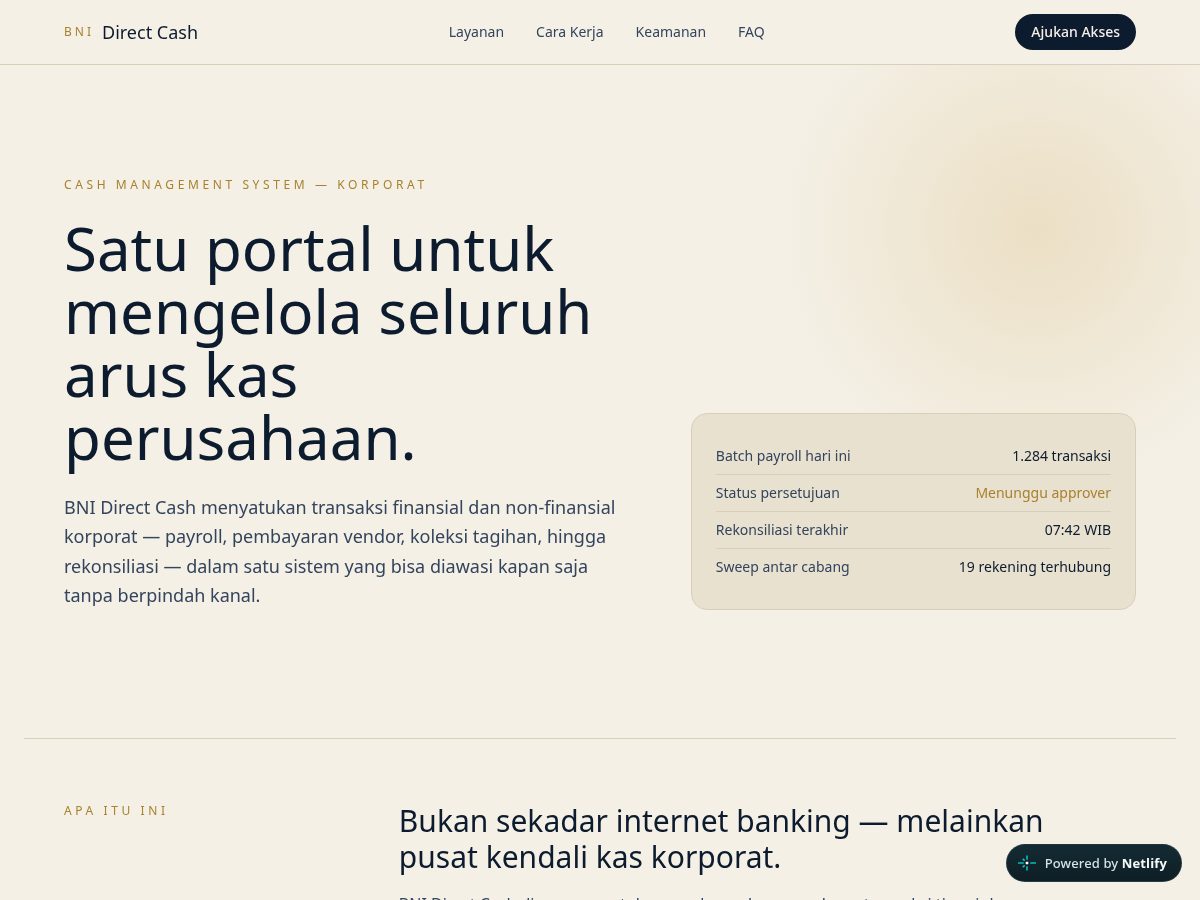 Landing-page snapshot of bnidirectcash-ibbankbni.com